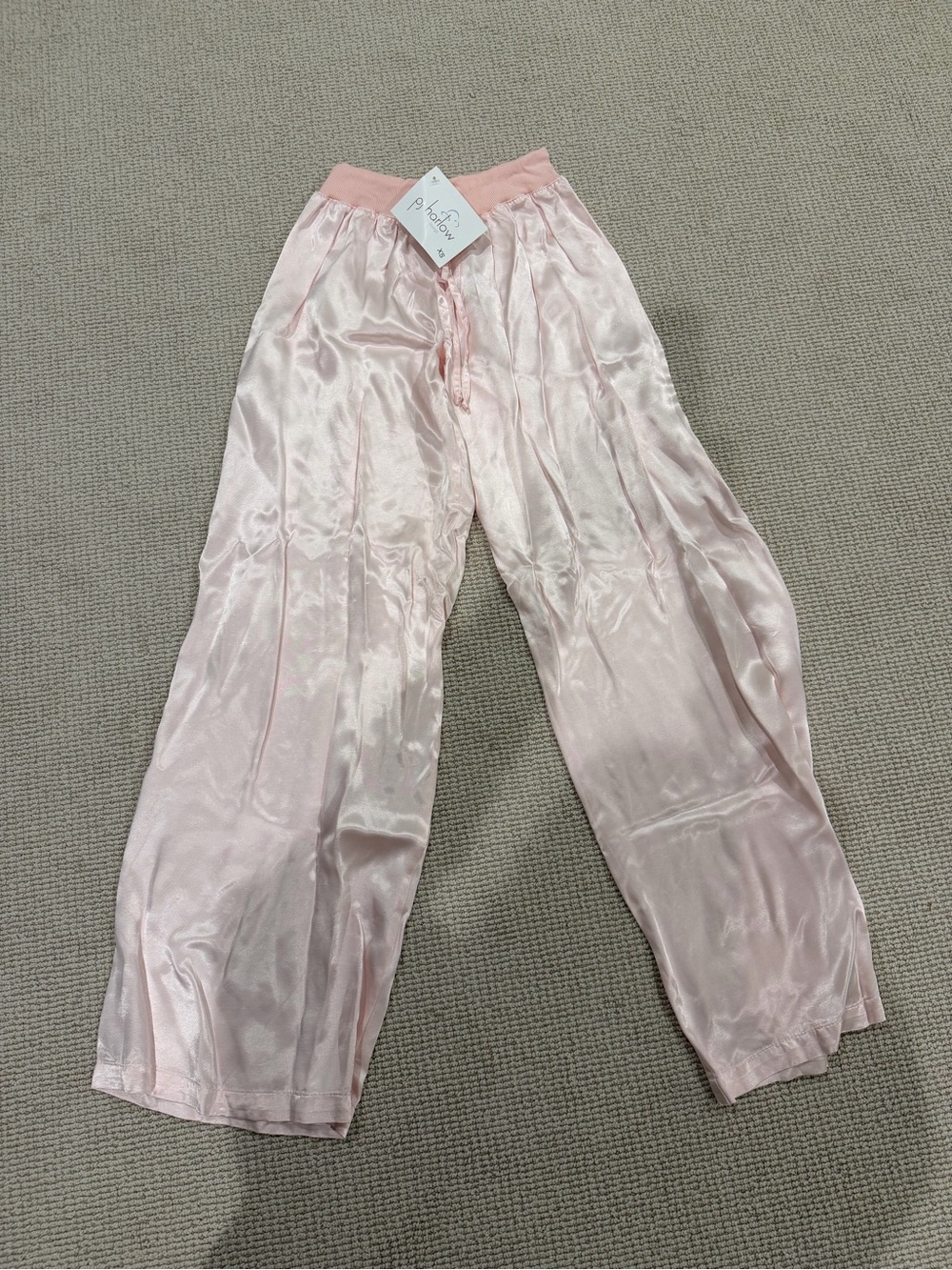 NWT PJ Harlow Jolie Pink Satin Lounge Pants Pajama XS